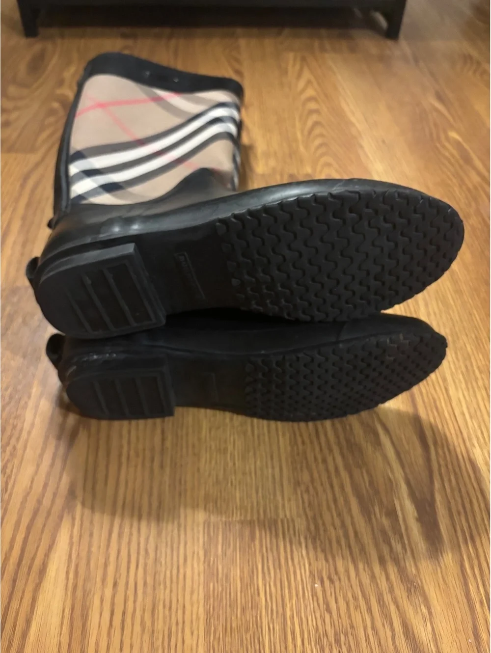 Burberry Tall Plaid Rain Boots- Size 10.5